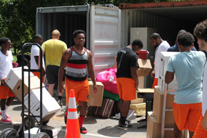 HHS Football Team Help with Back to School Preparation