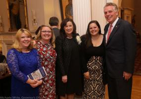 Principal Karen Nelson with Perrymont staff and Governor McAuliffe at the Governor's Mansion