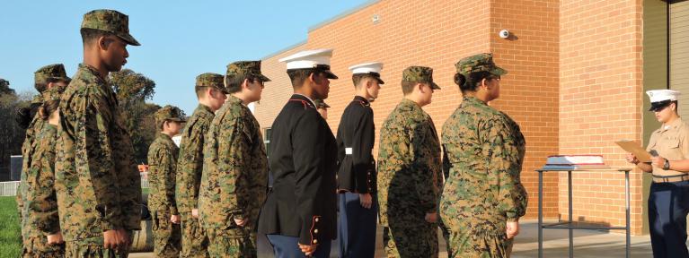 JROTC at attention for USMC event