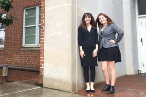 Caroline Guske and Emily Pawlas standing outside