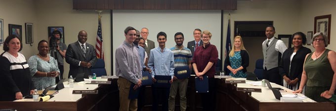 History Day winners at the School Board meeting