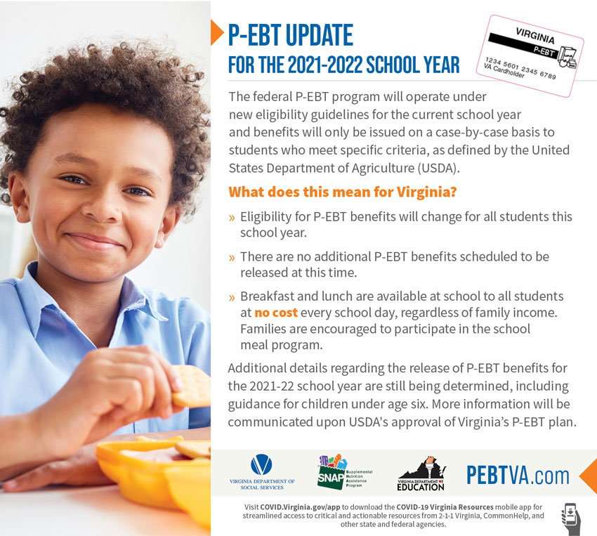 P-EBT Update for the 2021-22 School Year (see full text below)