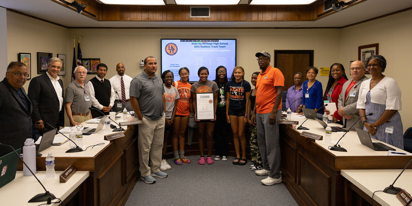 HHS girls track and field team recognized at School Board Meeting