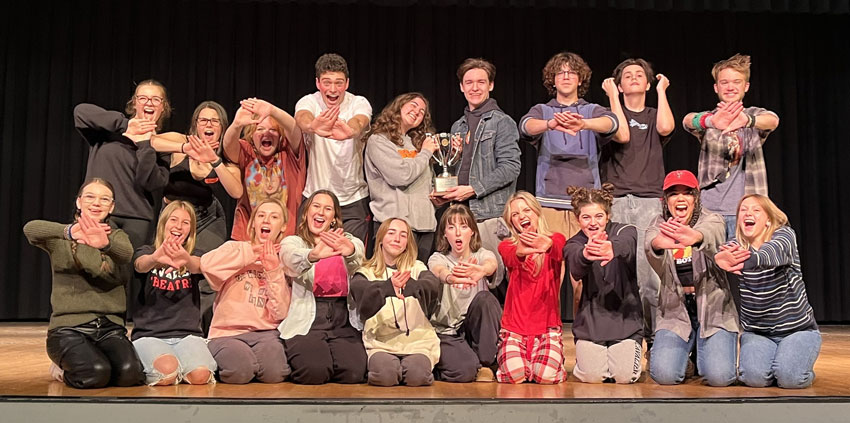 Group photo of JF students on stage