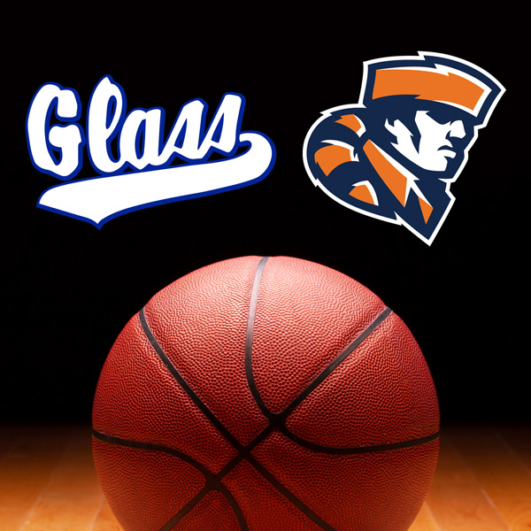 Glass and Heritage logos with basketball