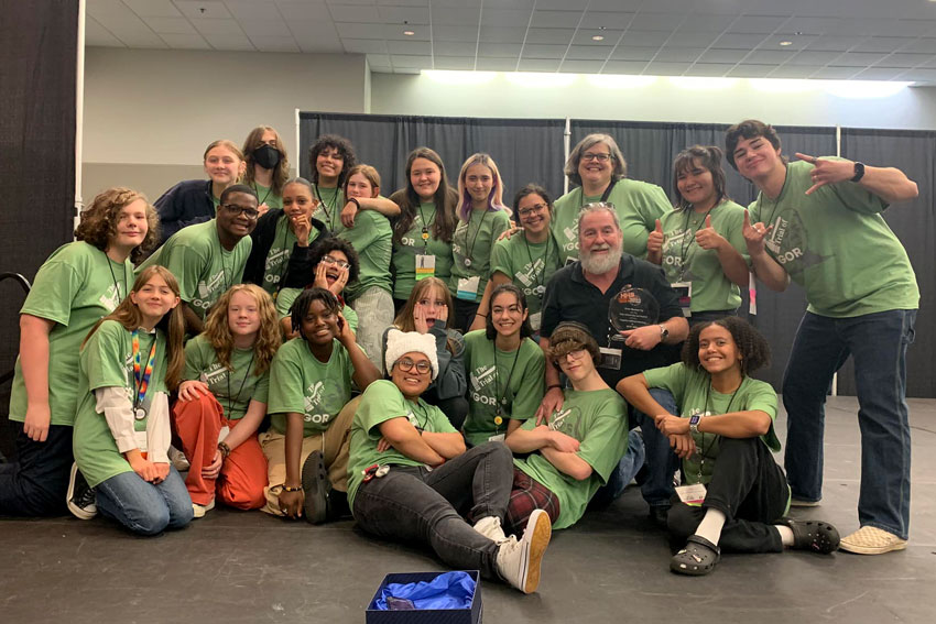 Group of students in matching shirts