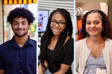 Collage of three student interns