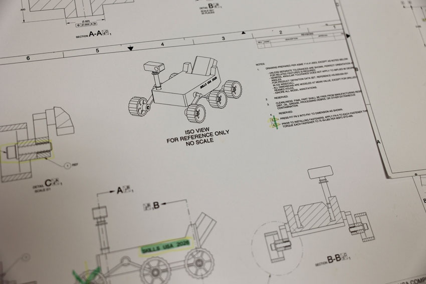 Technical drawing of rover