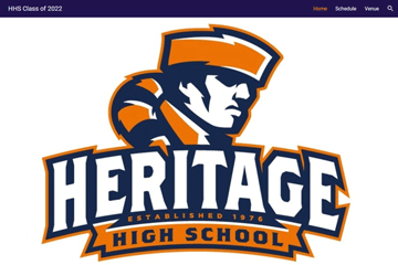 Heritage High School Class of 2022 website screenshot
