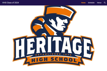 Heritage High School Class of 2024 website screenshot