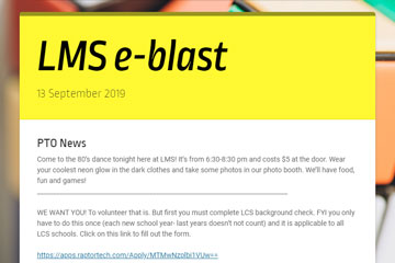 LMS e-blast 13 September 2019