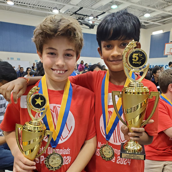 Spontarelli and Mondal with math trophies