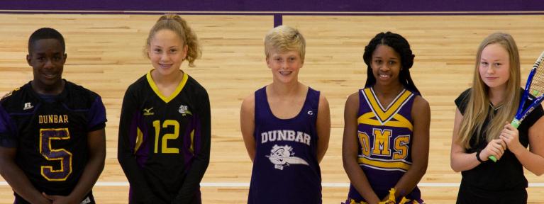 DMS student athletes wearing team uniforms