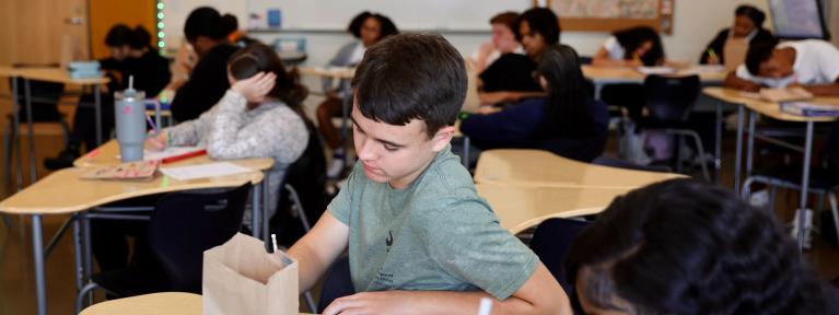 Students working in classroom