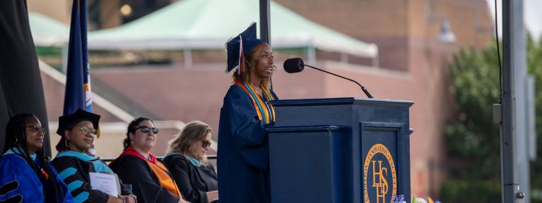 Valedictorian speaking at graduation