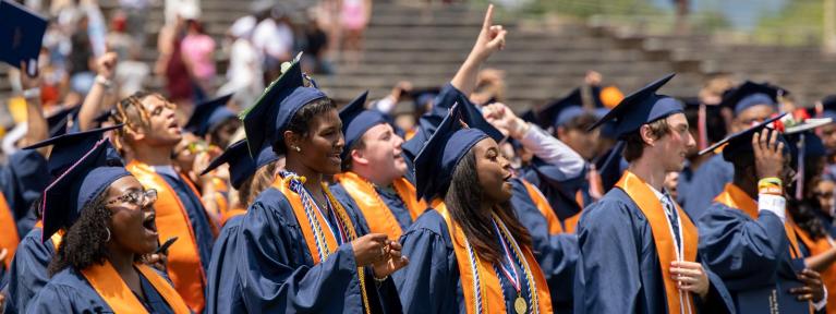 Heritage students celebrating at graduation