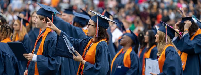 Heritage students celebrating at graduation