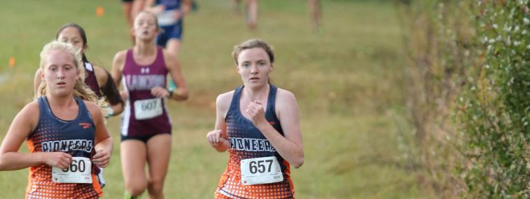 Several cross country runners on course
