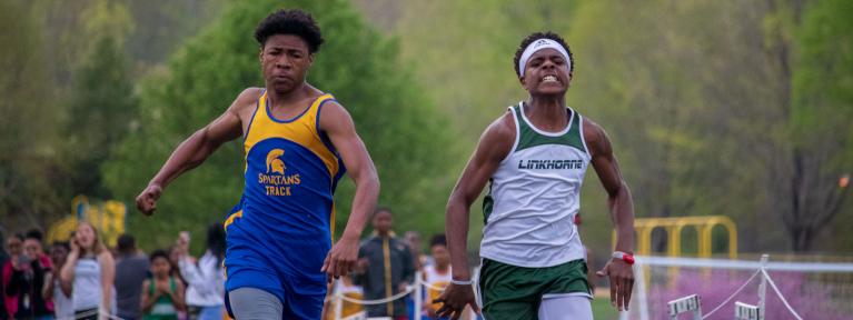 Boys sprinting during a race