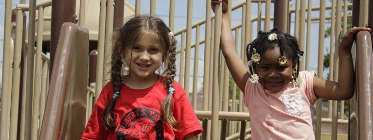 Two girls on playground