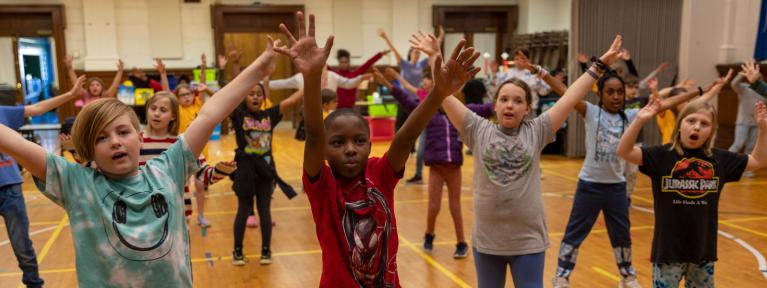 Students rehearsing for performance